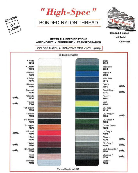 Upholstery Supplies - THC744Q Contrast Thread-T-270 BONDED NYLON Thread,  #744Q Black, 8 oz. spool